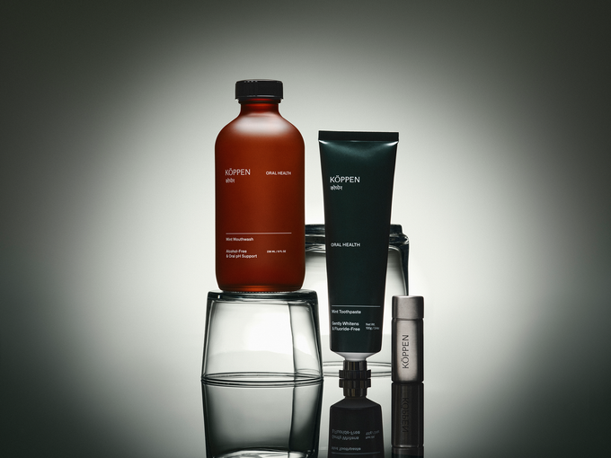 KOPPEN oral care products on a gray background