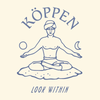 Image of a meditative man that is the logo for Köppen / Koppen. Look Within is the slogan and the brand is about holistic health and Ayurveda. Personalized health starts with nutrition.